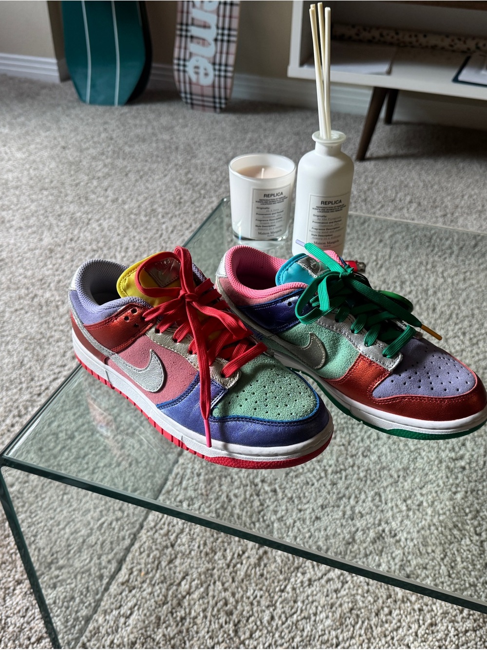 Nike Multicolor Low Top Sneakers — Red, Green, Purple, Pink, Blue